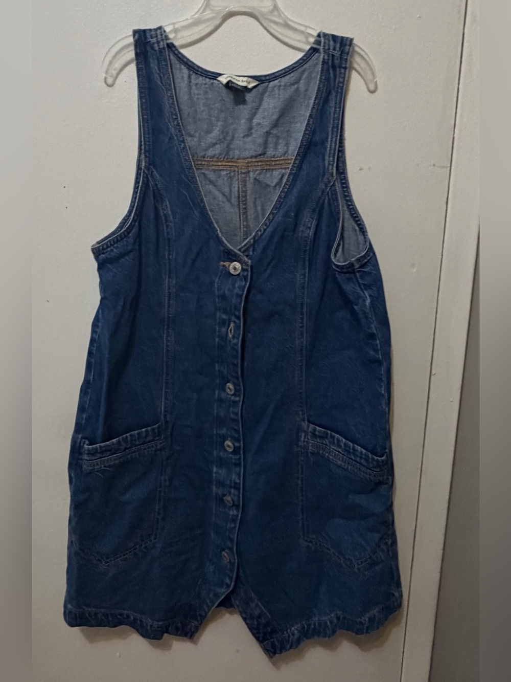 American Eagle Outfitters Denim Blue Button-Front Kids Dress